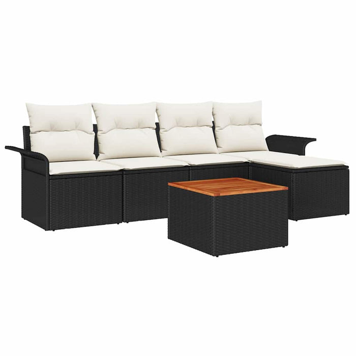 Set de canapea pentru grădină , 6 piese, cu perne, ratan poli, acacia - WALTI WALTI