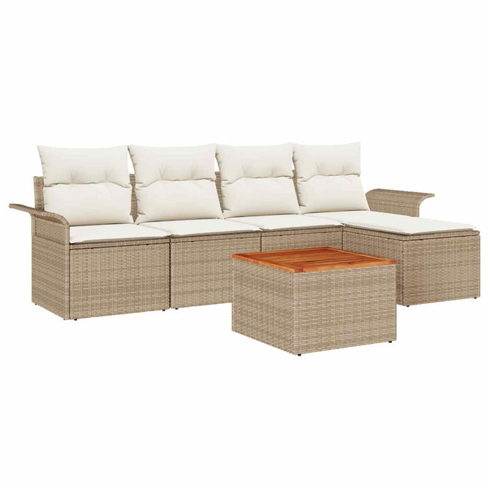 Set de canapele pentru grădină cu pernă 6 pcs Bej poliratan WALTI