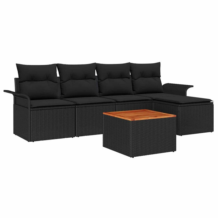 Set de canapele pentru grădină 6 pcs Negru Rattan poli - WALTI WALTI