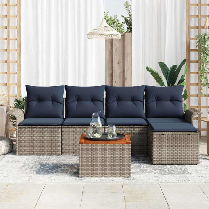 Set de canapele pentru grădină cu pernă 6 pcs Gri poliratan - WALTI WALTI