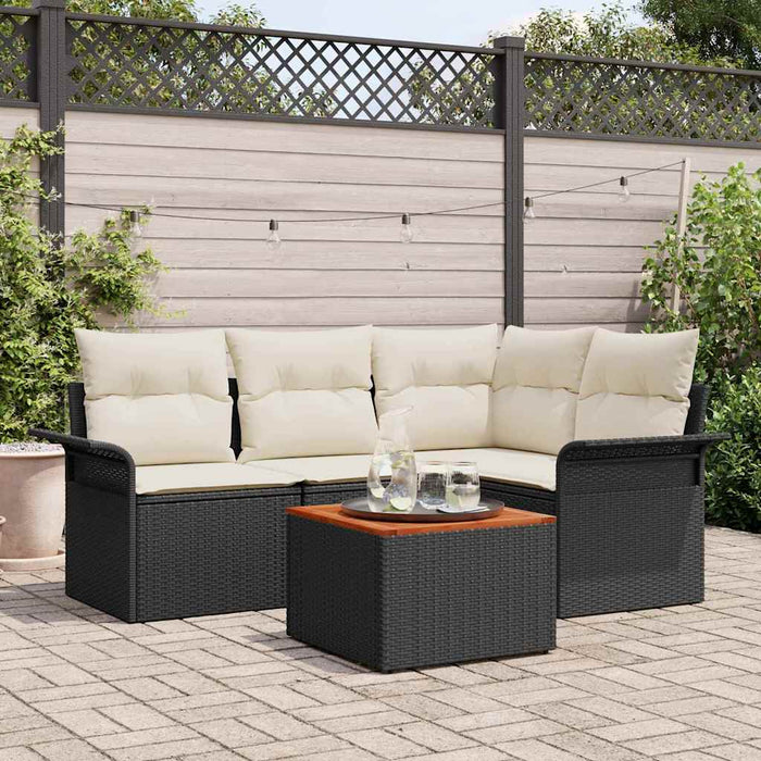 Set de canapele grădină cu perne, Negru, Poliratan, Acacia - WALTI WALTI