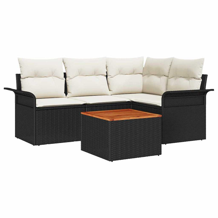 Set de canapele grădină cu perne, Negru, Poliratan, Acacia - WALTI WALTI