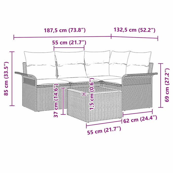 Set de canapele grădină cu perne, Negru, Poliratan, Acacia - WALTI WALTI