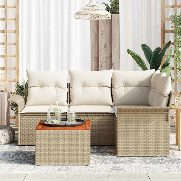 Set de canapele pentru grădină cu pernă 5 pcs Bej poliratan WALTI