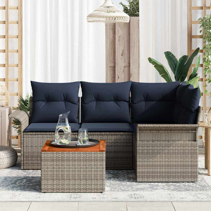Set de canapele pentru grădină cu pernă 5 pcs Gri poliratan - WALTI WALTI