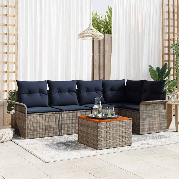 Set de canapele pentru grădină cu pernă 6 pcs Gri poliratan - WALTI WALTI