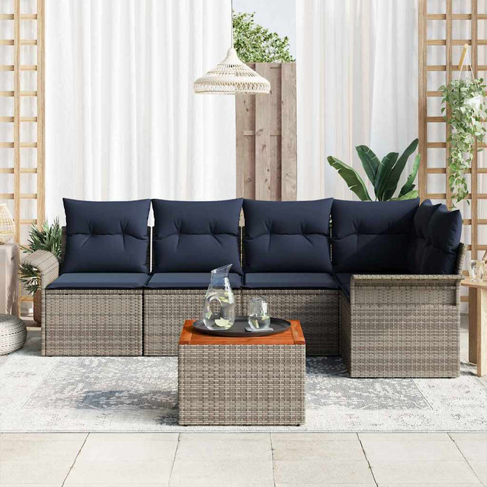 Set de canapele pentru grădină cu pernă 6 pcs Gri poliratan - WALTI WALTI
