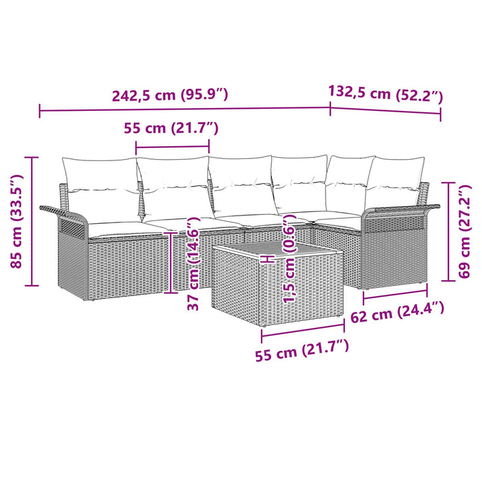 Set de canapele pentru grădină cu pernă 6 pcs Gri poliratan - WALTI WALTI