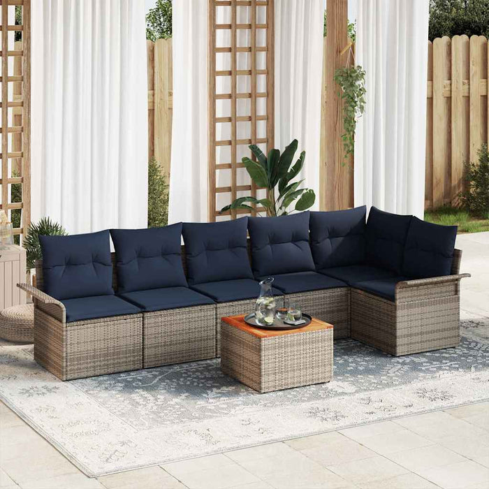 Set de canapele pentru grădină cu pernă 7 pcs Gri poliratan - WALTI WALTI