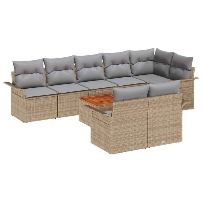 Set de canapele de grădină cu 9 piese și perne bej din poli ratan acacia - WALTI WALTI
