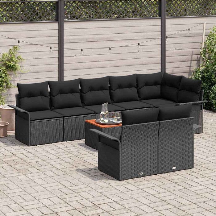 Set de canapele pentru grădină 9 pcs Negru Rattan poli - WALTI WALTI