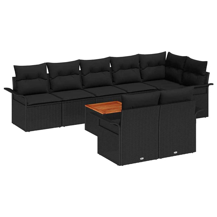 Set de canapele pentru grădină 9 pcs Negru Rattan poli - WALTI WALTI
