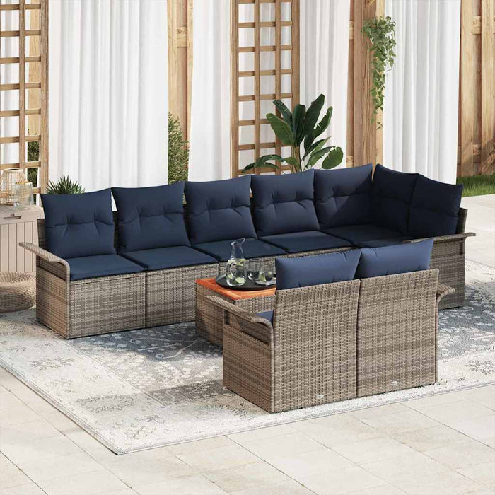 Set de canapele pentru grădină cu pernă 9 pcs Gri poliratan - WALTI WALTI