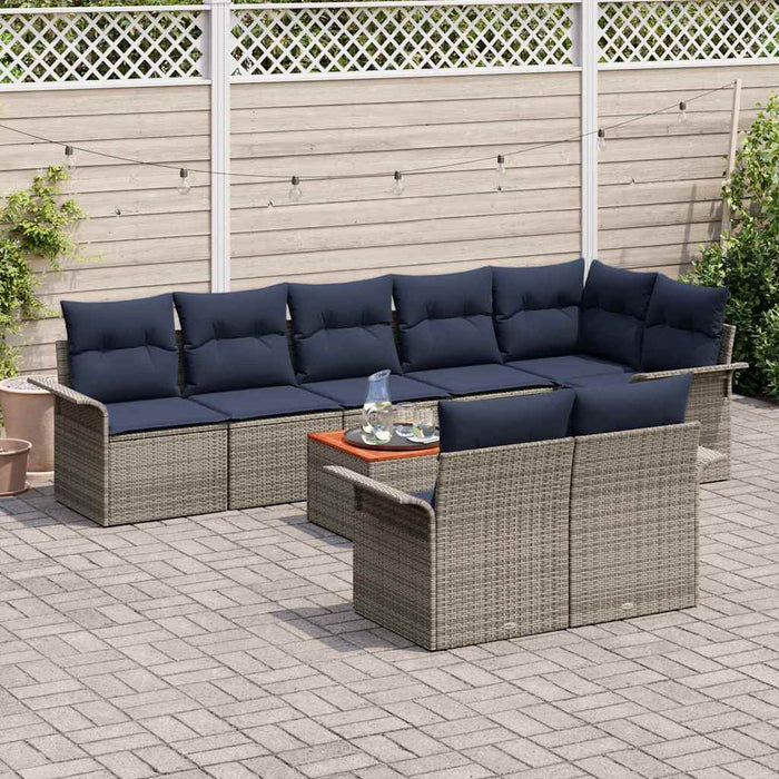 Set de canapele pentru grădină cu pernă 9 pcs Gri poliratan - WALTI WALTI