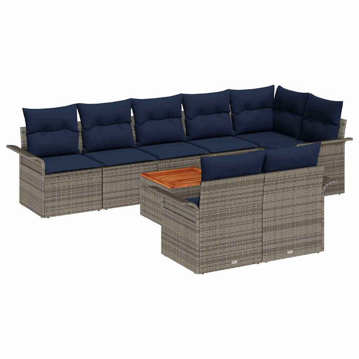 Set de canapele pentru grădină cu pernă 9 pcs Gri poliratan - WALTI WALTI