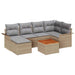 Set de 7 Piese pentru Gradina cu Pernute Bej Ratan Acacia - WALTI WALTI