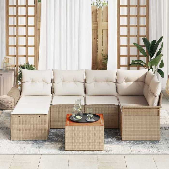 Set de canapele pentru grădină cu pernă 7 pcs Bej poliratan WALTI