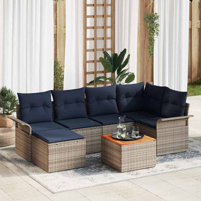Set de canapele pentru grădină cu pernă 7 pcs Gri poliratan - WALTI WALTI