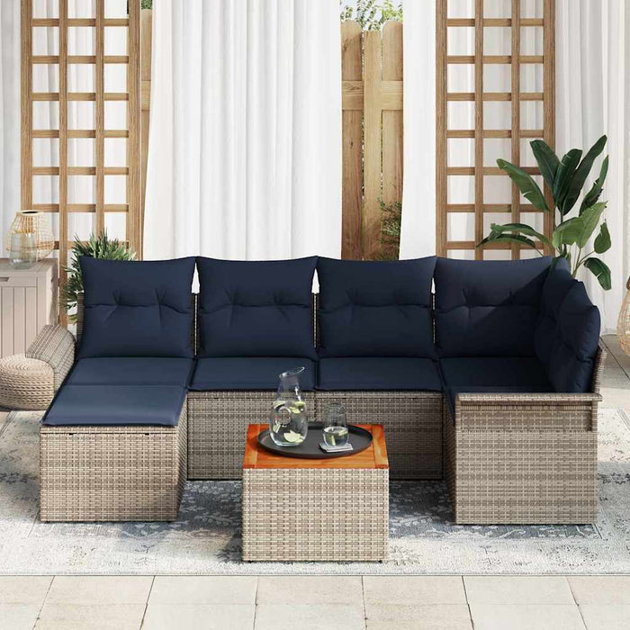 Set de canapele pentru grădină cu pernă 7 pcs Gri poliratan - WALTI WALTI