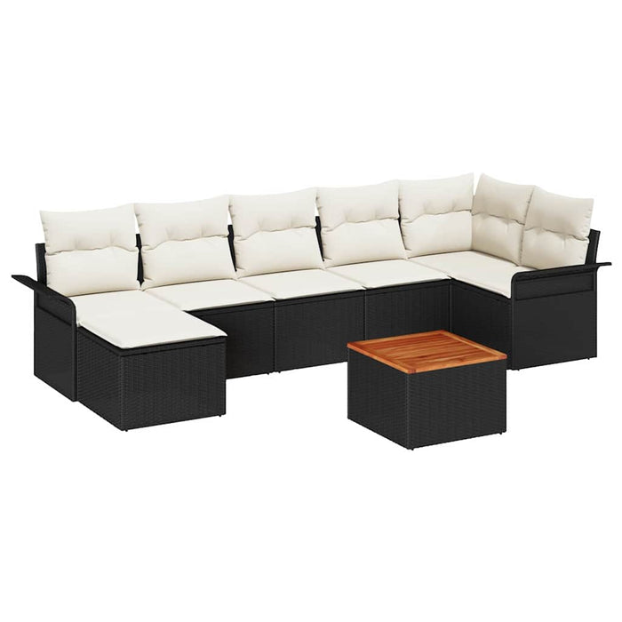 Set de canapea pentru grădină , cu perne, negru, din poliratan, acacia - WALTI WALTI