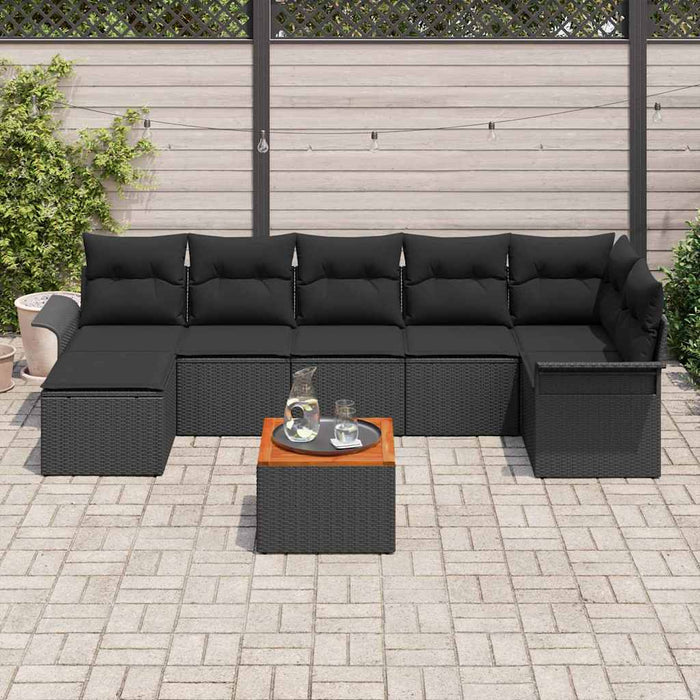 Set de canapele pentru grădină 8 pcs Negru Rattan poli - WALTI WALTI