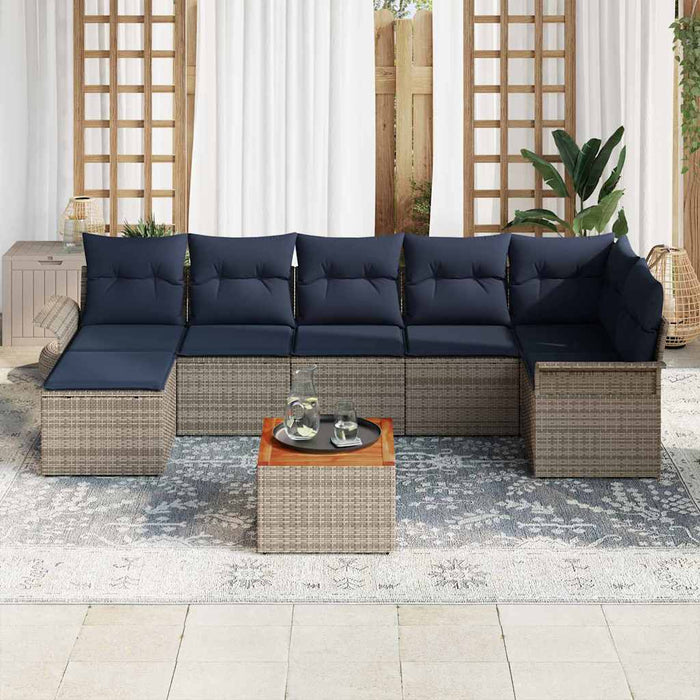Set de canapele pentru grădină cu pernă 8 pcs Gri poliratan - WALTI WALTI