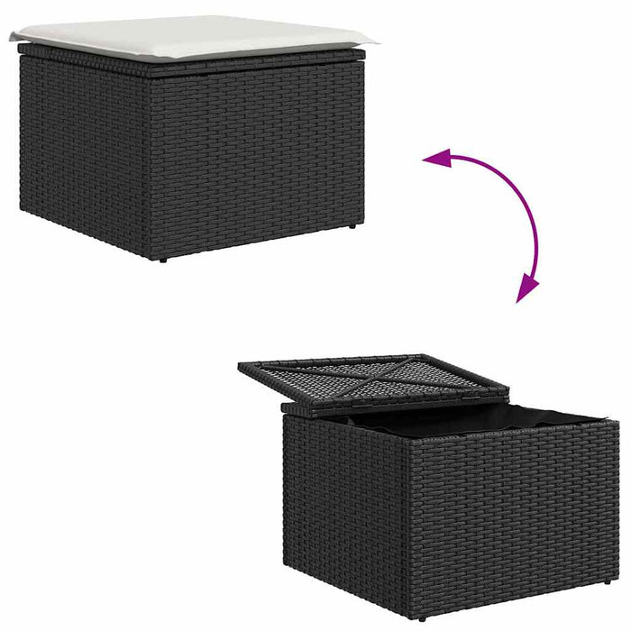 Set de canapele pentru grădină 9 buc. Negru poliratan WALTI