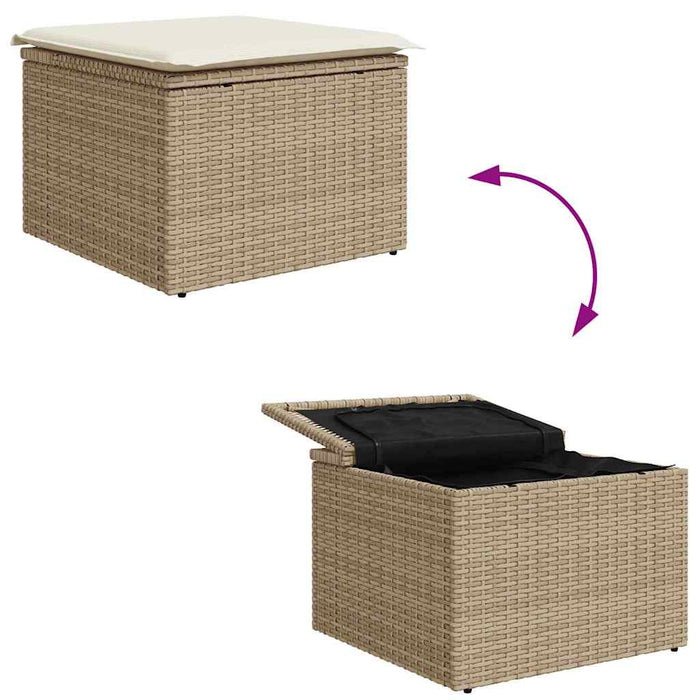 Set Canapea de Grădină cu 9 Piese cu Perne Bej Ratan Poliamidă - WALTI WALTI