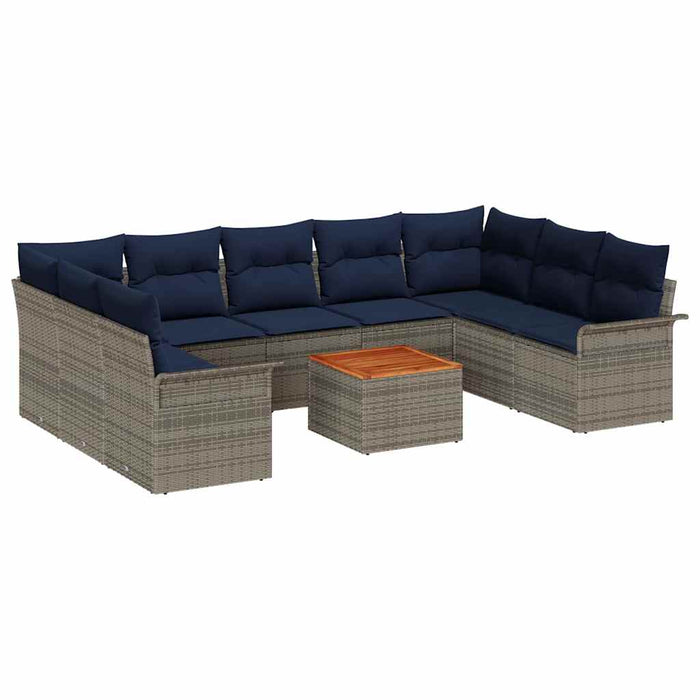 Set de canapele pentru grădină cu pernă 10 pcs Gri poliratan - WALTI WALTI