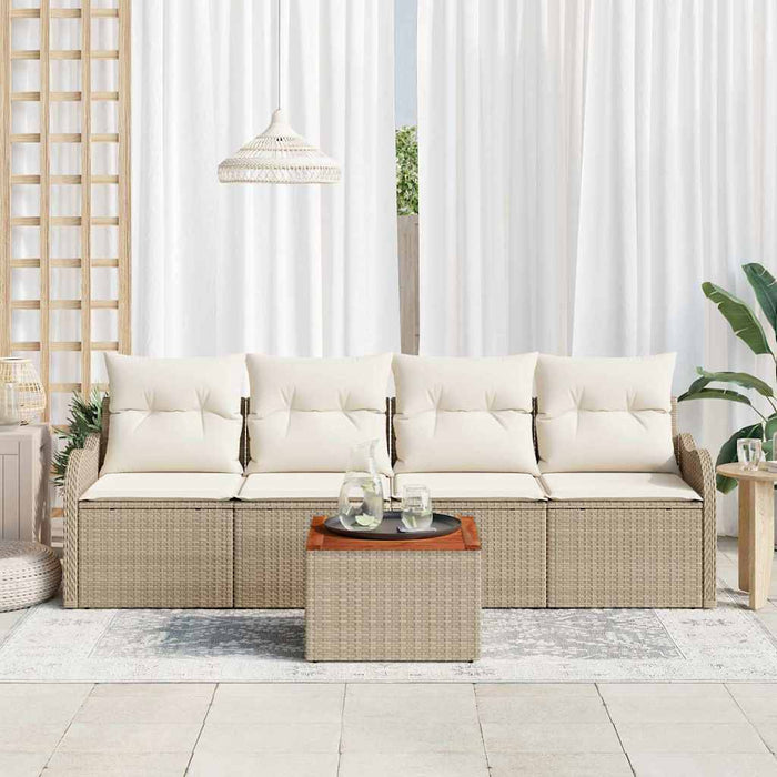 Set de canapele pentru grădină cu pernă 5 pcs Bej poliratan WALTI