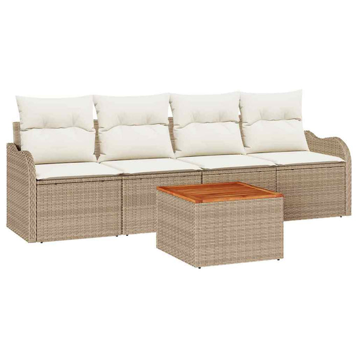 Set de canapele pentru grădină cu pernă 5 pcs Bej poliratan WALTI