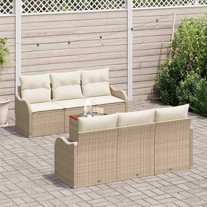 Set de canapele pentru grădină cu pernă 7 pcs Bej poliratan WALTI