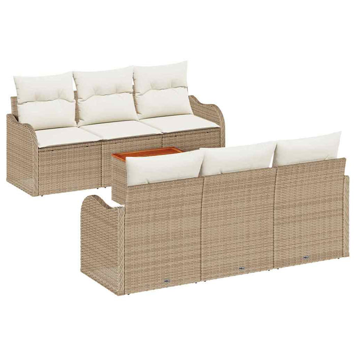 Set de canapele pentru grădină cu pernă 7 pcs Bej poliratan WALTI