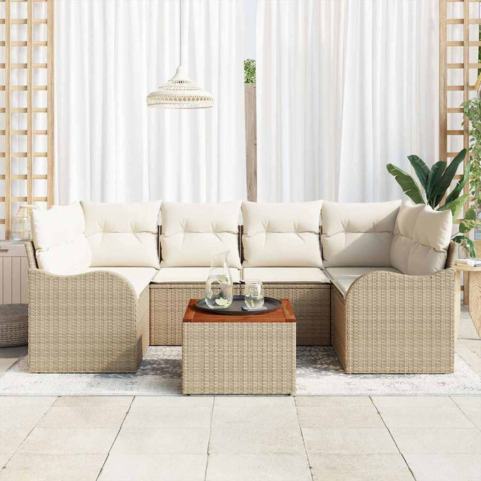 Set de canapele pentru grădină cu pernă 7 pcs Bej poliratan - WALTI WALTI