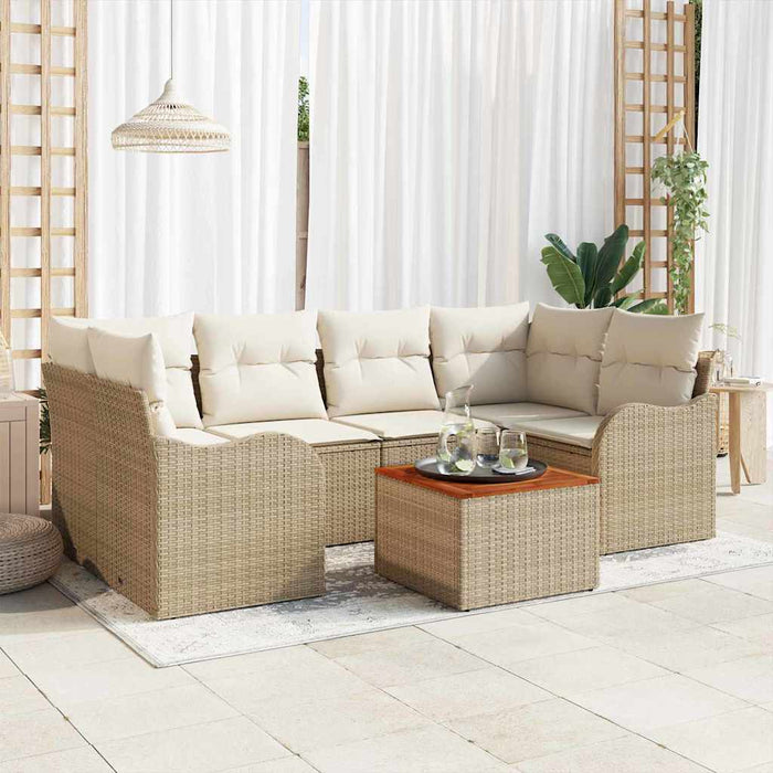 Set de canapele pentru grădină cu pernă 7 pcs Bej poliratan - WALTI WALTI