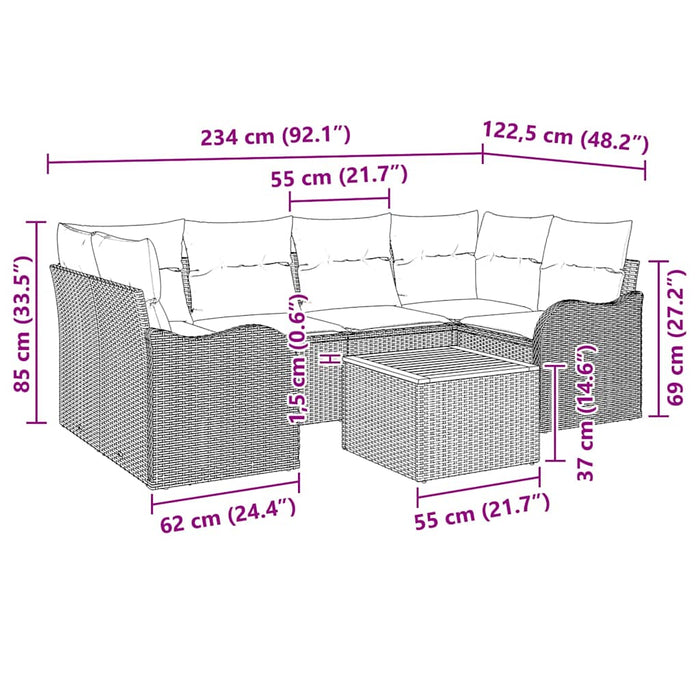 Set de canapele pentru grădină cu pernă 7 pcs Bej poliratan - WALTI WALTI