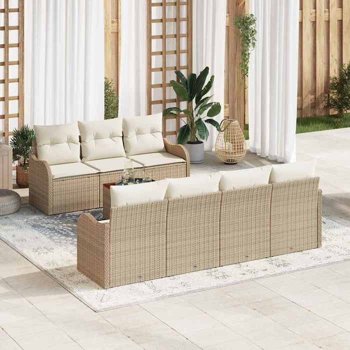 Set de canapele pentru grădină cu pernă 8 pcs Bej poliratan - WALTI WALTI