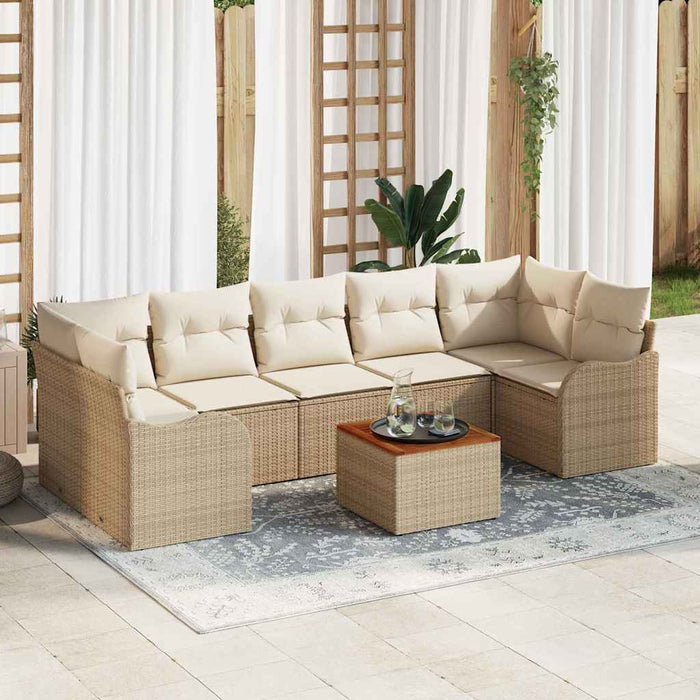 Set de 8 piese pentru grădină vidaXL cu perne bej din ratan poliester Acacia - WALTI WALTI