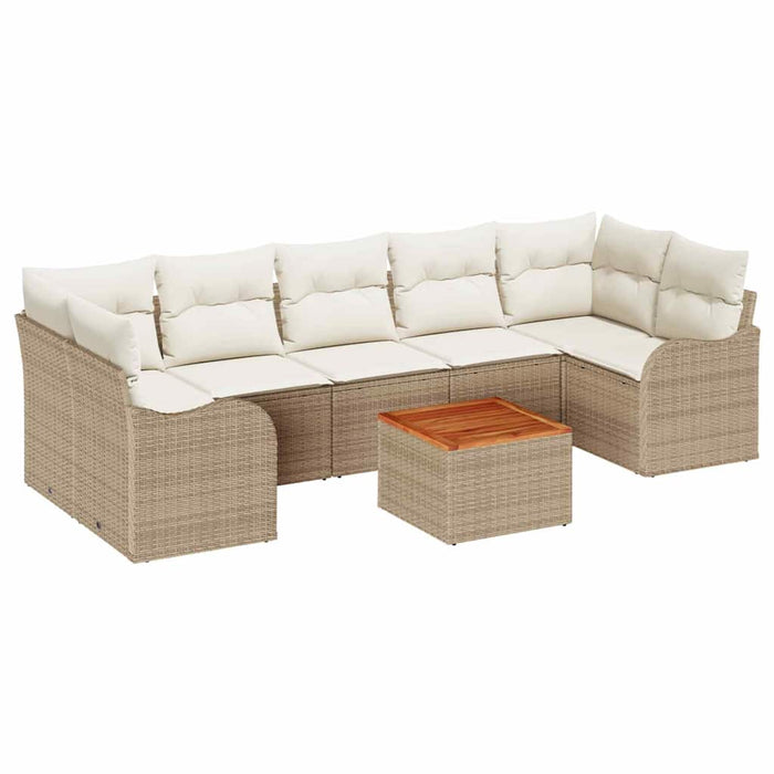 Set de 8 piese pentru grădină vidaXL cu perne bej din ratan poliester Acacia - WALTI WALTI