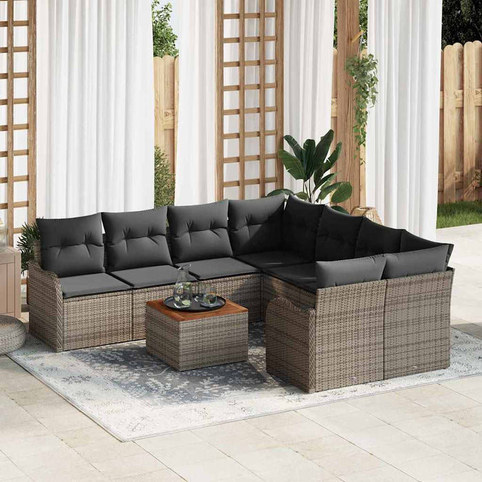 Set de canapele pentru grădină 9 pcs Gri Rattan poli - WALTI WALTI
