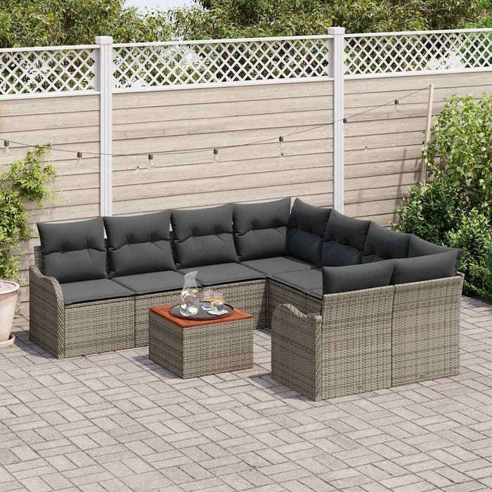 Set de canapele pentru grădină 9 pcs Gri Rattan poli - WALTI WALTI