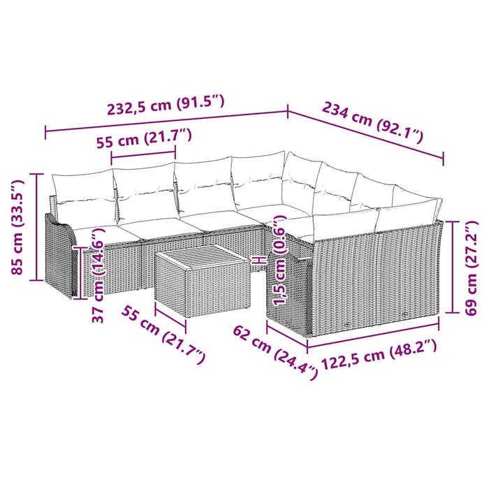 Set de canapele pentru grădină 9 pcs Gri Rattan poli - WALTI WALTI