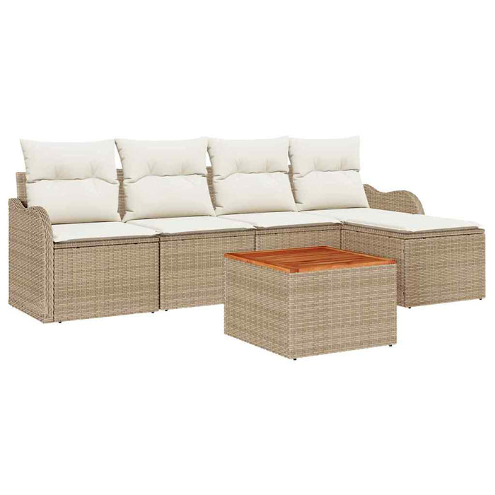 Set de canapele pentru grădină cu pernă 6 pcs Bej poliratan - WALTI WALTI