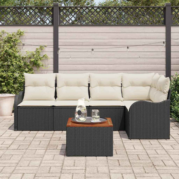 Set de canapele pentru grădină 6 buc. Negru poliratan WALTI