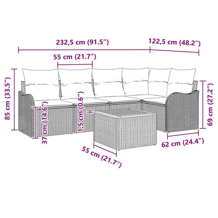 Set de canapele pentru grădină 6 buc. Negru poliratan WALTI