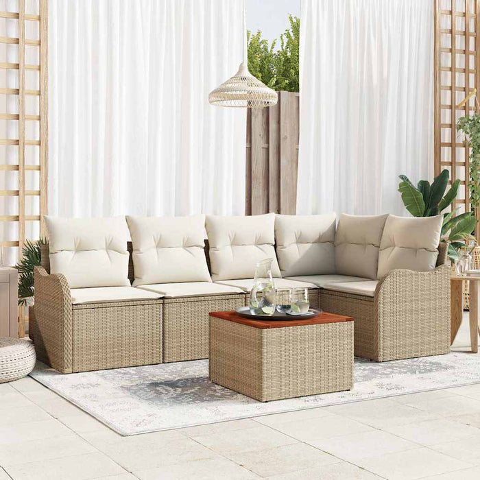 Set de canapele pentru grădină cu pernă 6 pcs Bej poliratan - WALTI WALTI