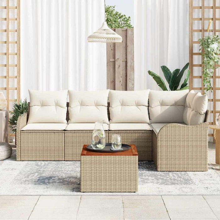Set de canapele pentru grădină cu pernă 6 pcs Bej poliratan - WALTI WALTI