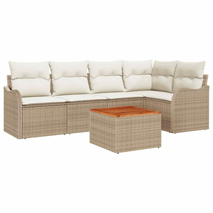 Set de canapele pentru grădină cu pernă 6 pcs Bej poliratan - WALTI WALTI