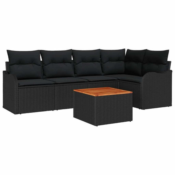Set de canapele pentru grădină 6 pcs Negru Rattan poli - WALTI WALTI