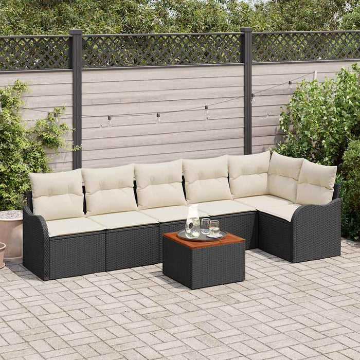 Set de canapele pentru grădină 7 pcs Negru Rattan poli - WALTI WALTI